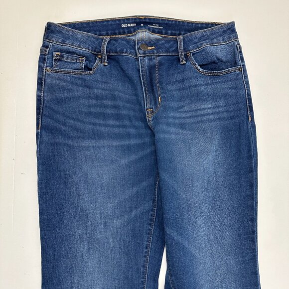Old Navy Mid Rise Kicker Bootcut Women's size 10 Dark Wash Blue Denim Jeans - Picture 2 of 5